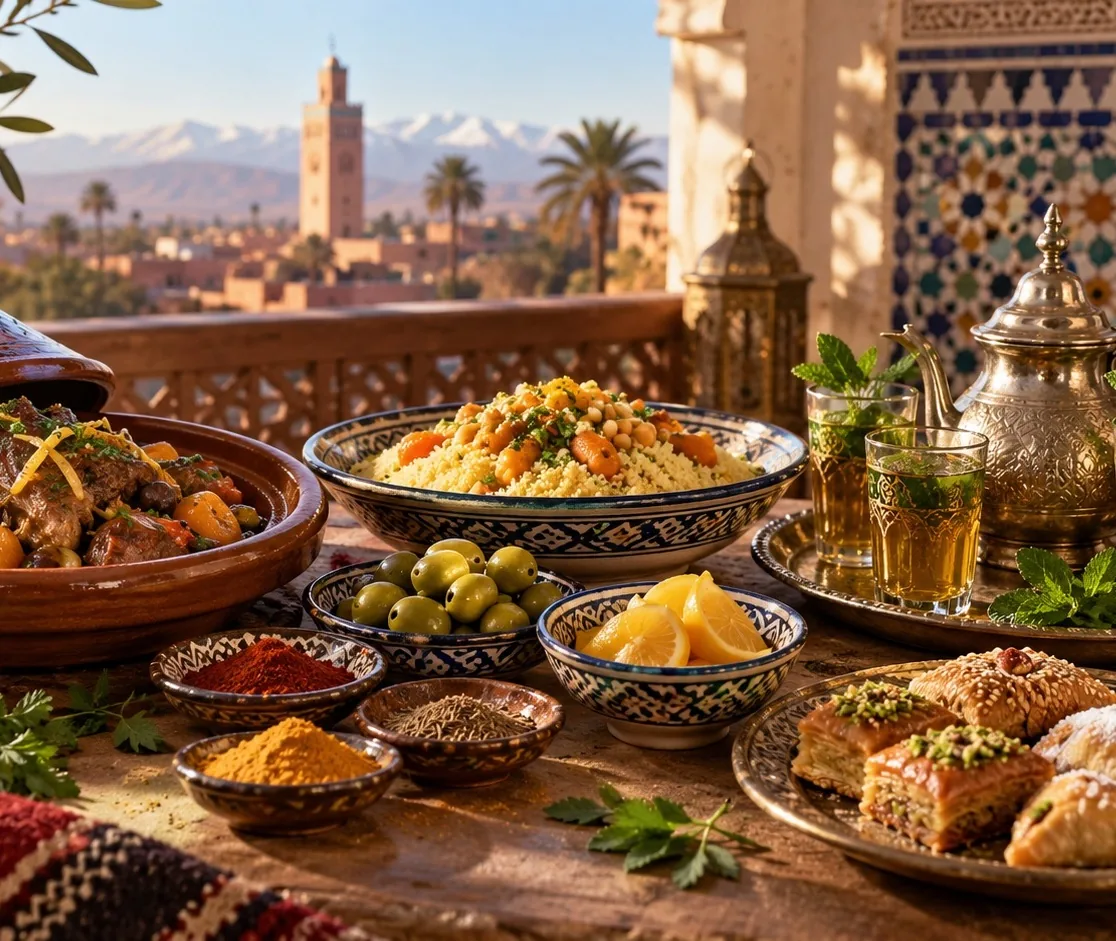 Moroccan food prepared in the spirit of a shared family table