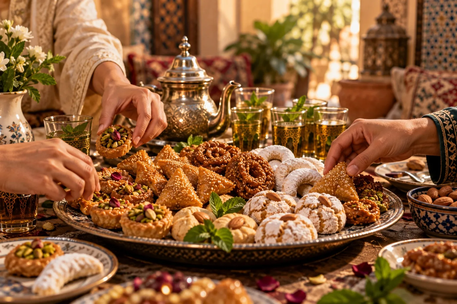 Moroccan mint tea served as part of Moroccan hospitality
